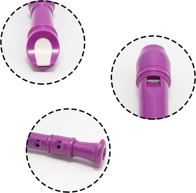 Funstreet Purple Soprano Recorder Instrument 8 Hole C Key Baroque Fingering Clarinet ABS Music Flute with Cleaning Rod and Storage Bag - Image 4